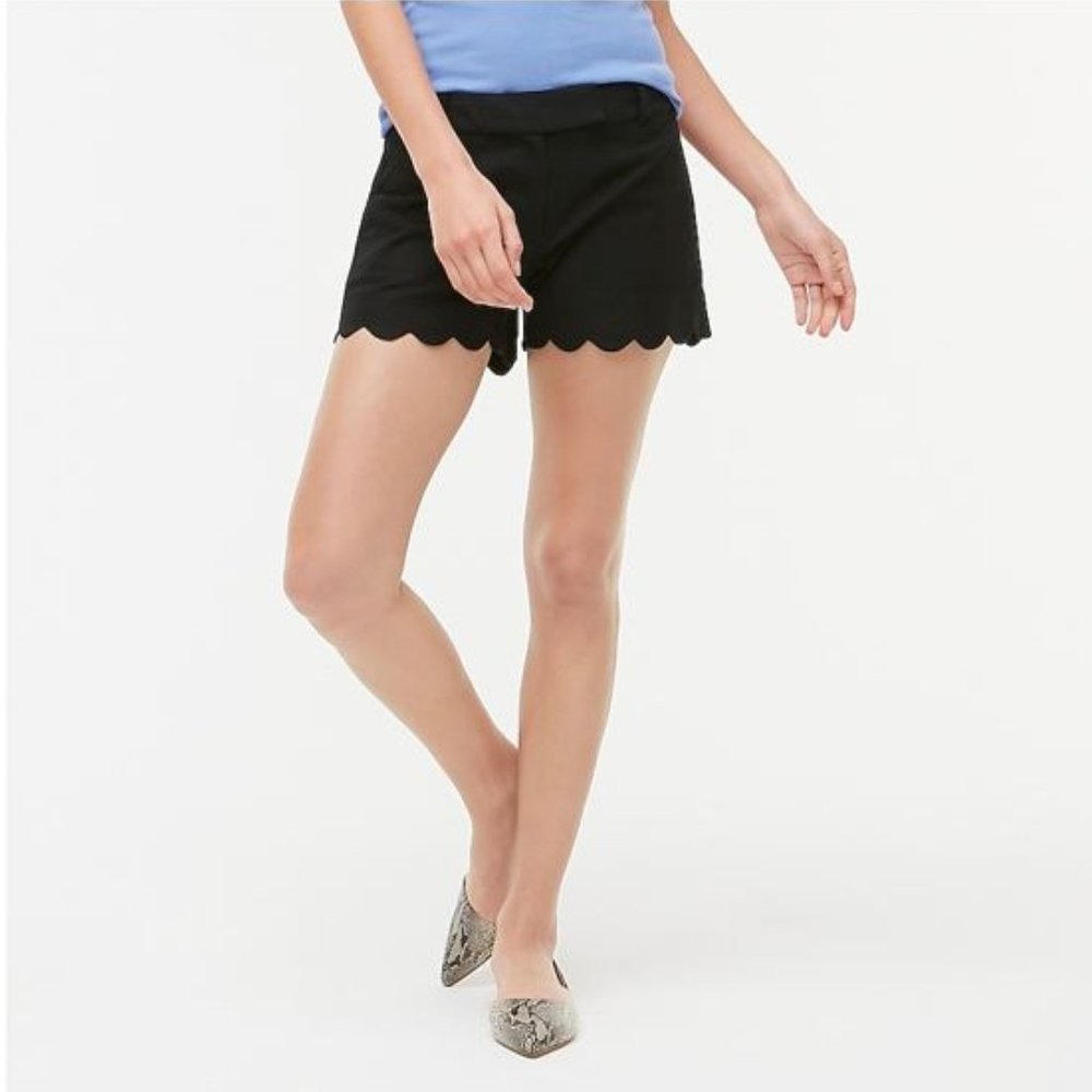 JCrew 4" linen-cotton scalloped hem short